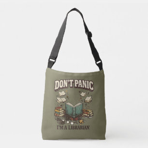 Don’t Panic I’m A Librarian Vintage Book Design Crossbody Bag