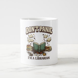 Don’t Panic I’m A Librarian Vintage Book Design Large Coffee Mug