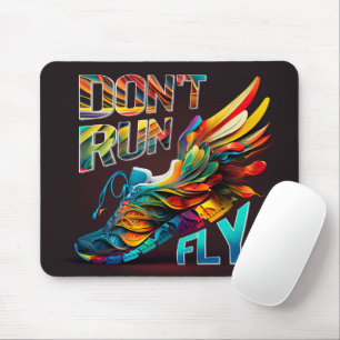 Don’t run, Fly   Neon Running shoe Mouse Mat