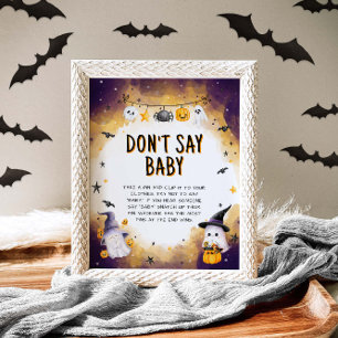 Don’t Say Baby Halloween Baby Shower Game Sign