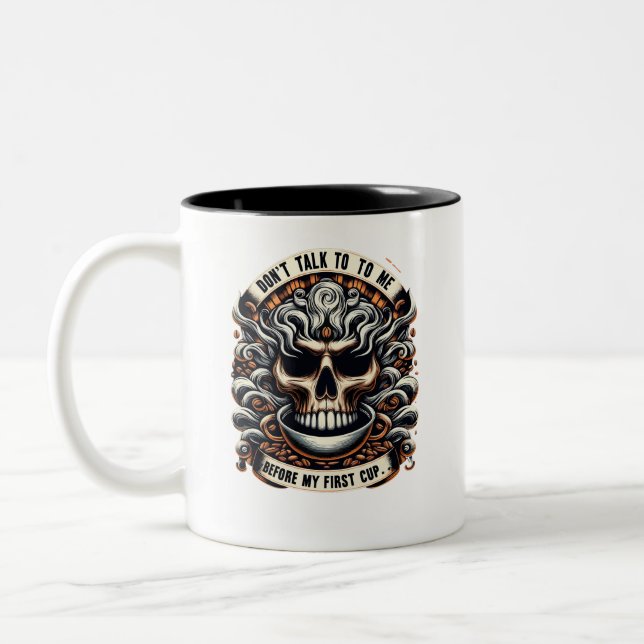 Don’t Talk to Me Before Coffee Skull Mug – Funny G (Left)