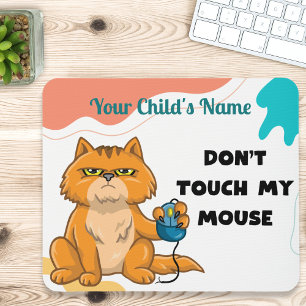 “Don’t Touch My Mouse” Cat with Mouse Personalised Mat