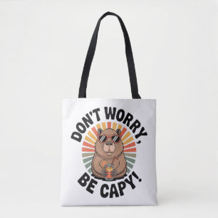 Don’t Worry, Be Capy – Retro Chill Capybara  Tote Bag