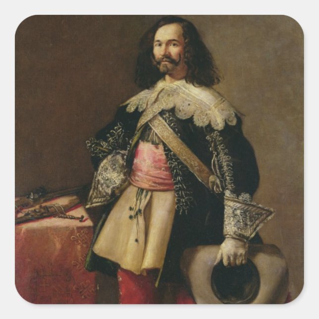 Don Tiburcio de Redin y Cruzat (oil on canvas) Square Sticker (Front)