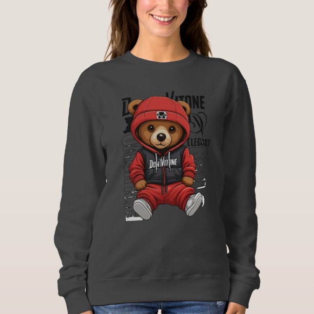 Don Vitone – Red Teddy King Vitotone Bear – Red El Sweatshirt (Front)