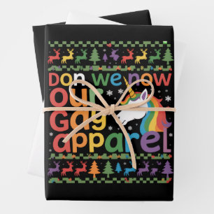 Don We Now Our Gay Apparel Unicorn Gay Christmas Wrapping Paper Sheet