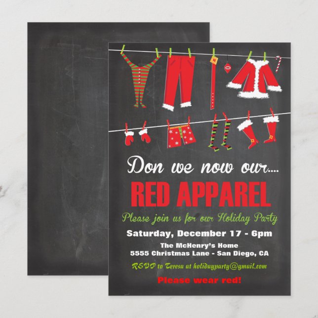 Don we now our Red apparel Christmas Invitations (Front/Back)