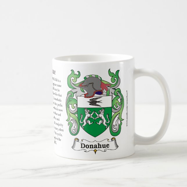 Donahue, the Origin, the Meaning and the Crest on Coffee Mug (Right)