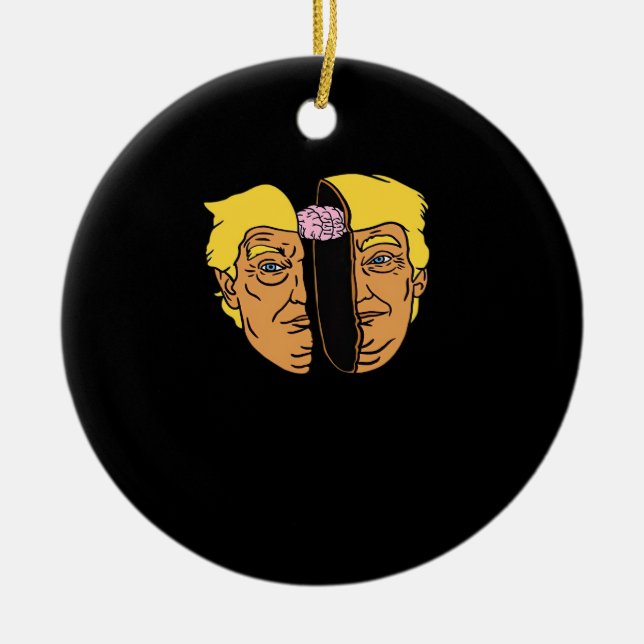 Donald Brain Trumpkin  Artwork  Ceramic Tree Decoration (Front)