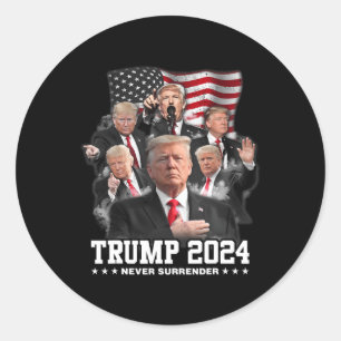 Donald J Trump 2024 Never Surrender  Classic Round Sticker