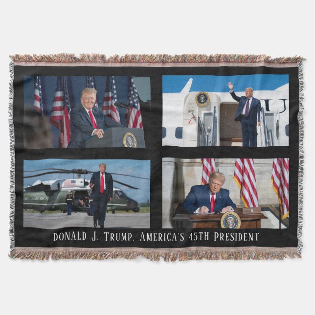 Donald J. Trump 45th President Photo Keepsake Throw Blanket (Front)