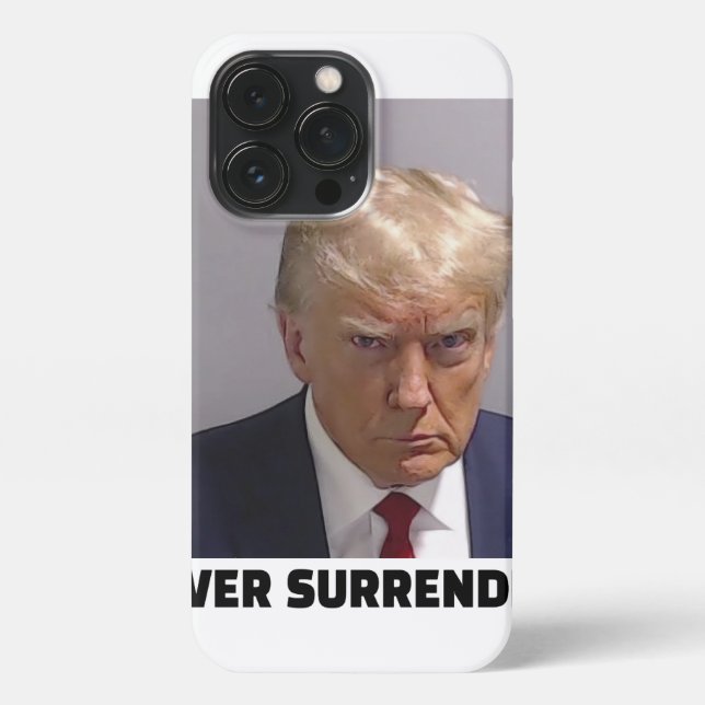 Donald J Trump Mug Shot - Never Surrender Long Sle iPhone Case (Back)