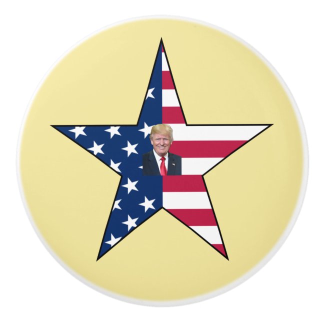 Donald J. Trump~ President~ US Flag~ Star ~ MAGA ~ Ceramic Knob (Front)