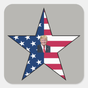 Donald J. Trump~ President~ US Flag~ Star ~ MAGA ~ Square Sticker