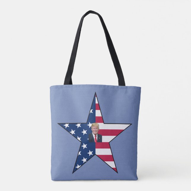 Donald J. Trump~ President~ US Flag  Star ~ MAGA ~ Tote Bag (Back)