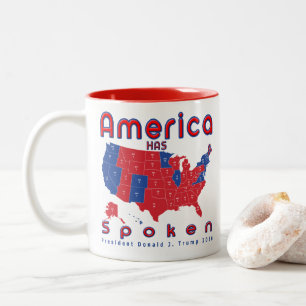 Donald J. Trump Wins Red White Blue Coffee Cup Mug