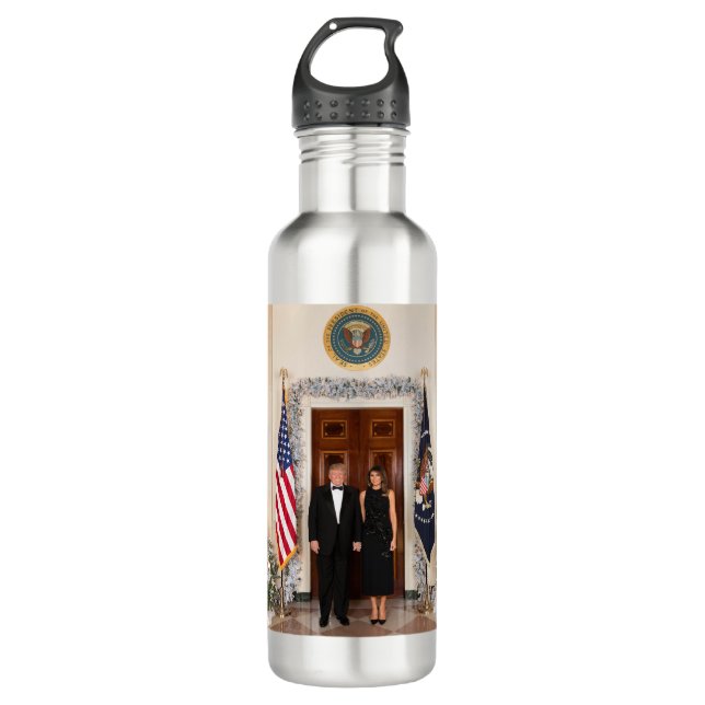 Donald & Melania Trump's Christmas White House 710 Ml Water Bottle (Front)
