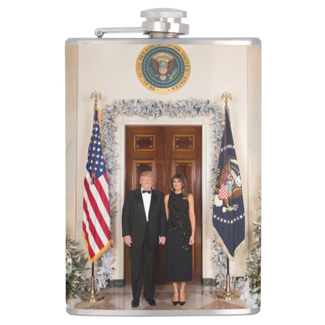 Donald & Melania Trump's Christmas White House Hip Flask (Front)