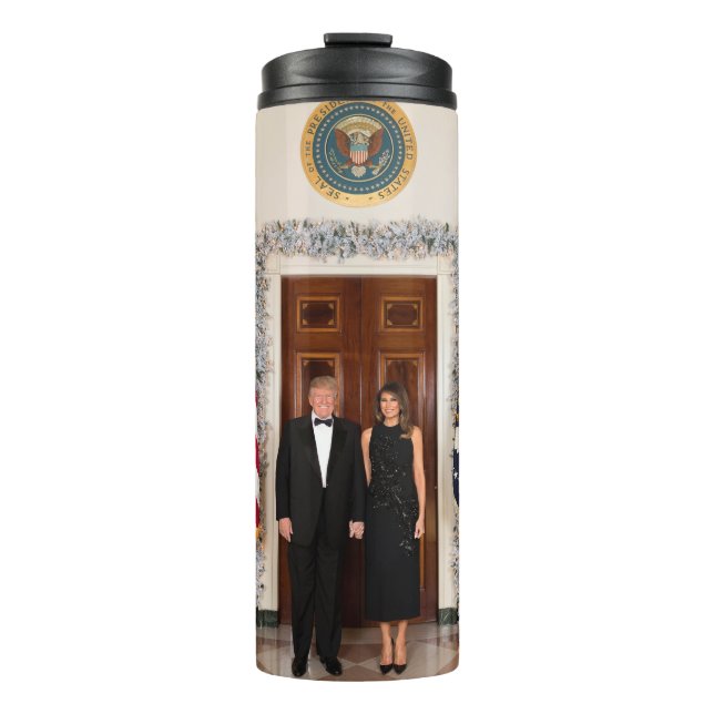 Donald & Melania Trump's Christmas White House Thermal Tumbler (Front)
