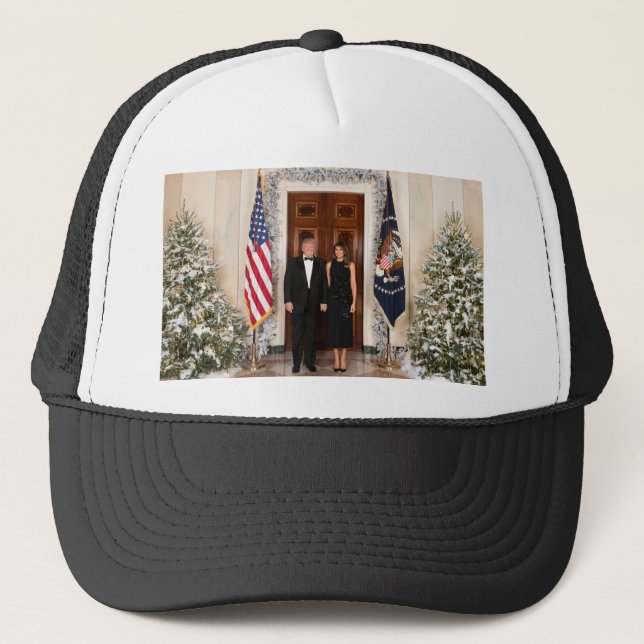 Donald & Melania Trump's Christmas White House Trucker Hat (Front)