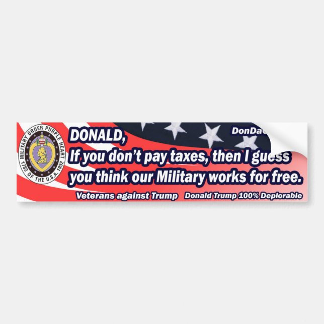 Donald Military Works for Free Bumper Sticker (Front)