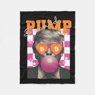 Donald Pump Bitcoin Funny Trump Pink Gum 2024 Cryp Fleece Blanket