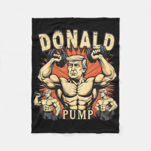 Donald Pump Trump Bodybuilding Funny Retro Gym Mem Fleece Blanket