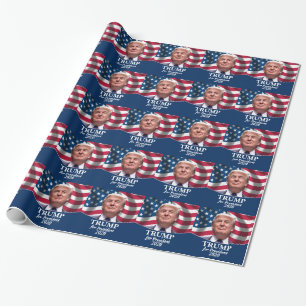 Donald Trump 2020 - American Flag waving Wrapping Paper
