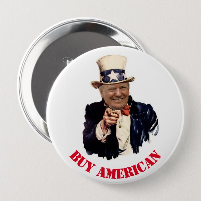 DONALD TRUMP 2020 BUY AMERICAN 10 CM ROUND BADGE (Front & Back)