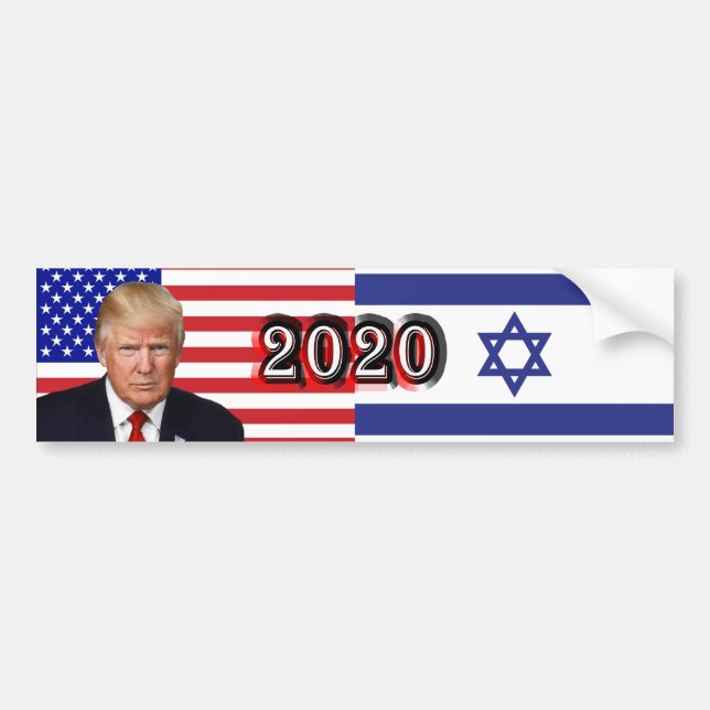 Donald Trump 2020 - U.S./Israel Flags Bumper Sticker (Front)
