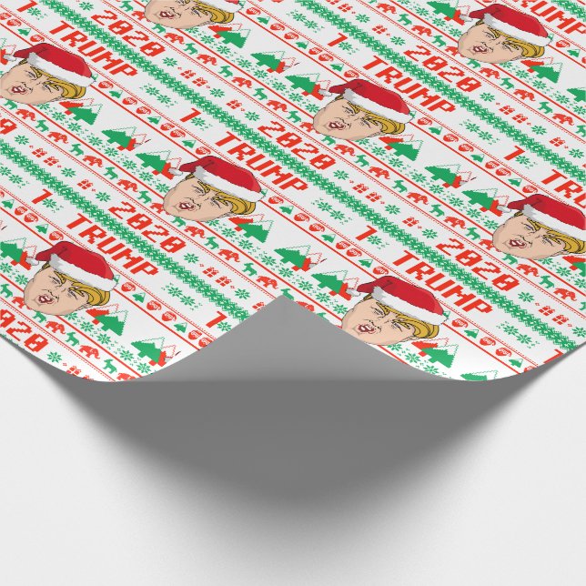 Donald Trump 2020 Ugly Christmas Wrapping Paper (Corner)
