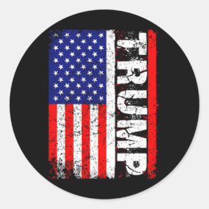 Donald Trump 2020 Vintage Usa Flag T Shirts Classic Round Sticker