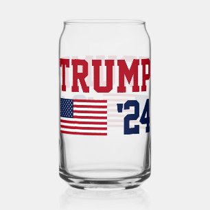 Donald Trump 2024 American Flag Can Glass