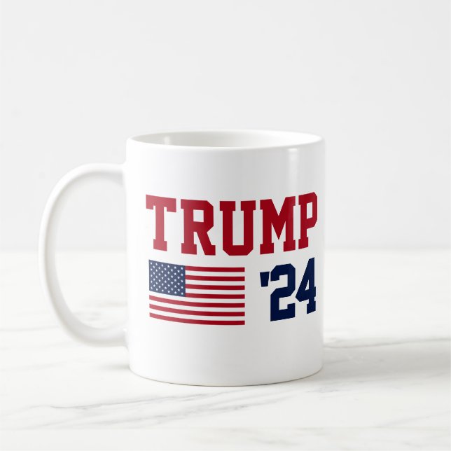 Donald Trump 2024 American Flag Coffee Mug (Left)