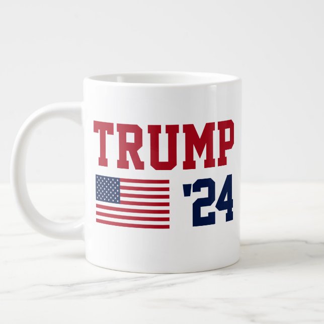 Donald Trump 2024 American Flag Large Coffee Mug (Left)
