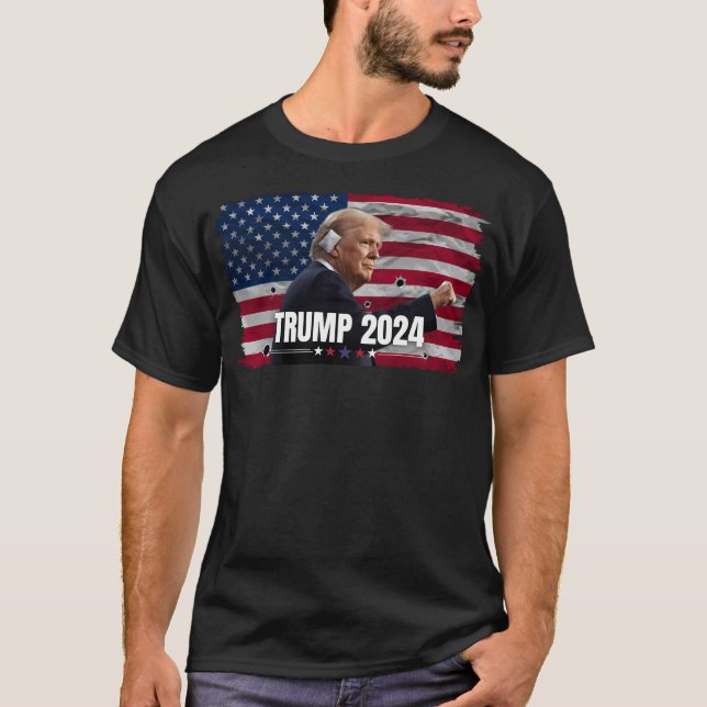 Donald Trump 2024 American Flag T-Shirt (Front)