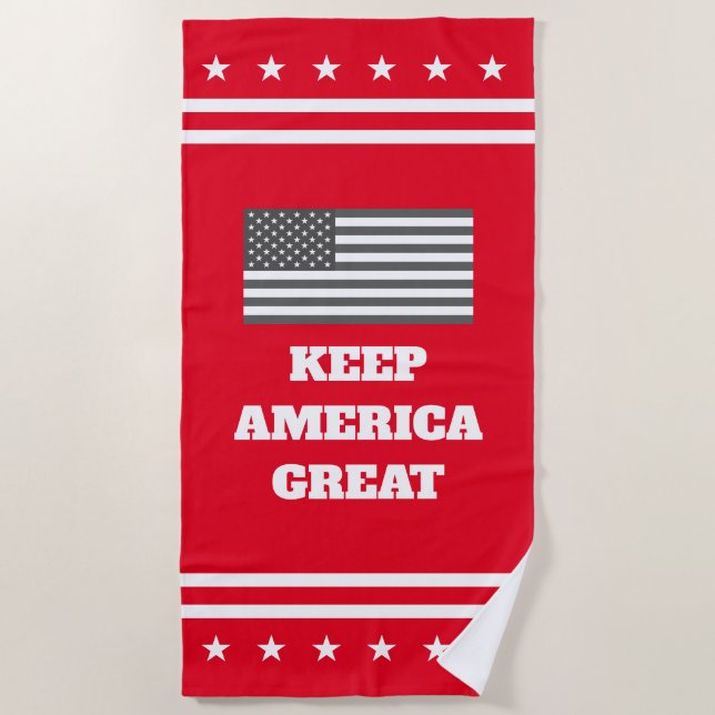 Donald Trump 2024 election Keep America Great red Beach Towel (Front)