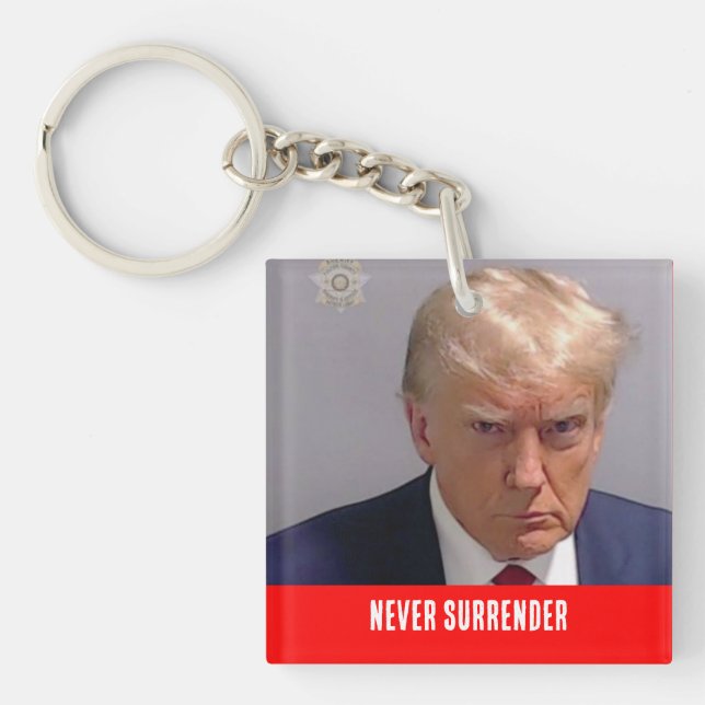 Donald Trump 2024 Never Surrender Button Key Ring (Front)