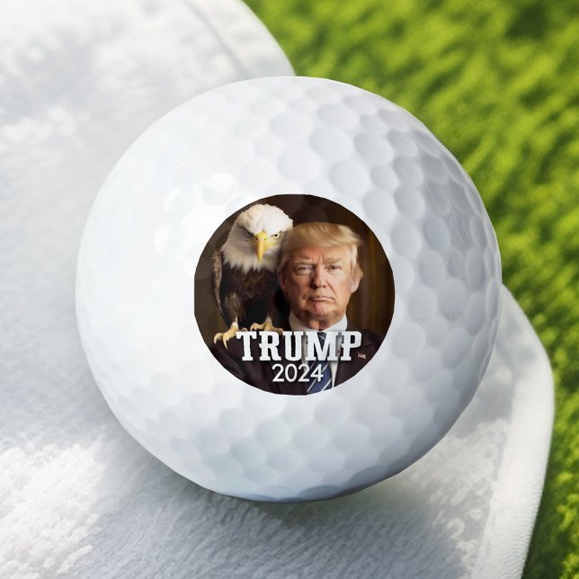 Donald Trump 2024 Photo - bald eagle on shoulder Golf Balls (Trump Golf Ball)