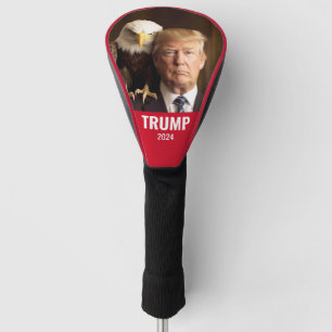 Donald Trump 2024 Photo - bald eagle on shoulder Golf Head Cover