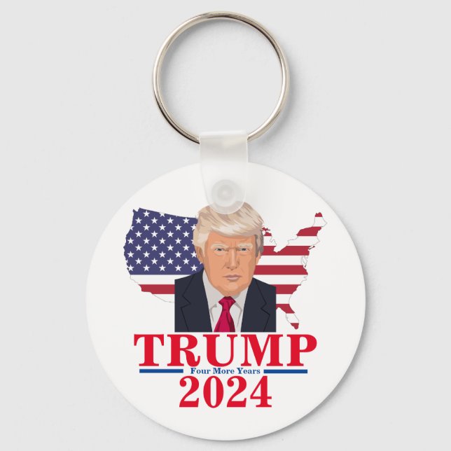 Donald Trump 2024 Presidential Cartoon U.S. Map Key Ring (Front)