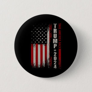 Donald Trump 2024 Take America Back American Flag  6 Cm Round Badge