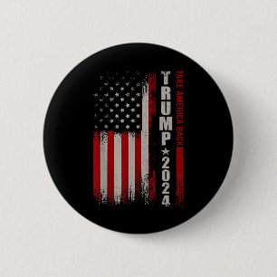 Donald Trump 2024 Take America Back American Flag 6 Cm Round Badge
