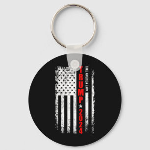 Donald Trump 2024 Take America Back American Flag Key Ring