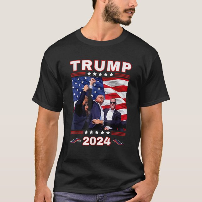 Donald Trump 2024 Take America Back American Flag  T-Shirt (Front)