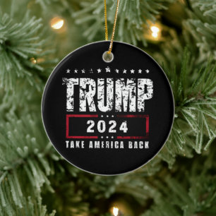 Donald Trump 2024 Take America Back Election  Ceramic Tree Decoration