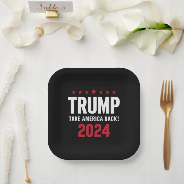 Donald Trump 2024 Take America Back Election Paper Plate (Wedding)