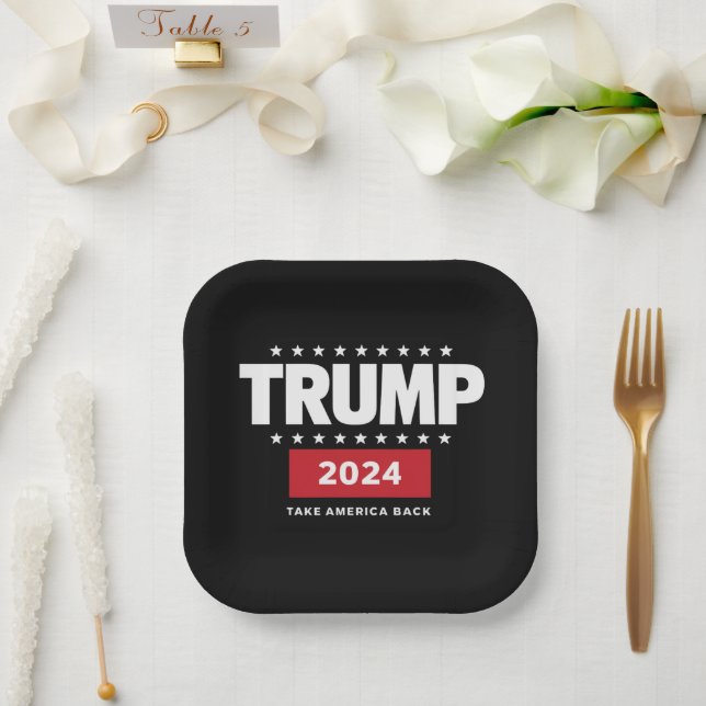 Donald Trump 2024 Take America Back Election  Paper Plate (Wedding)