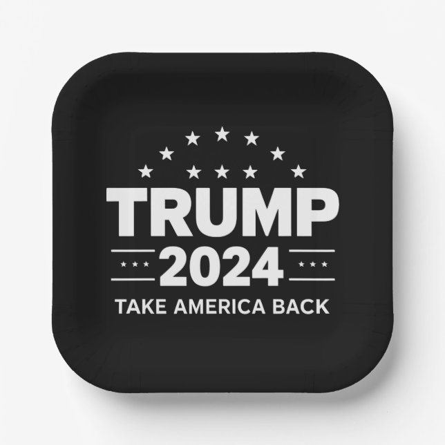 Donald Trump 2024 Take America Back Election Paper Plate (Front)