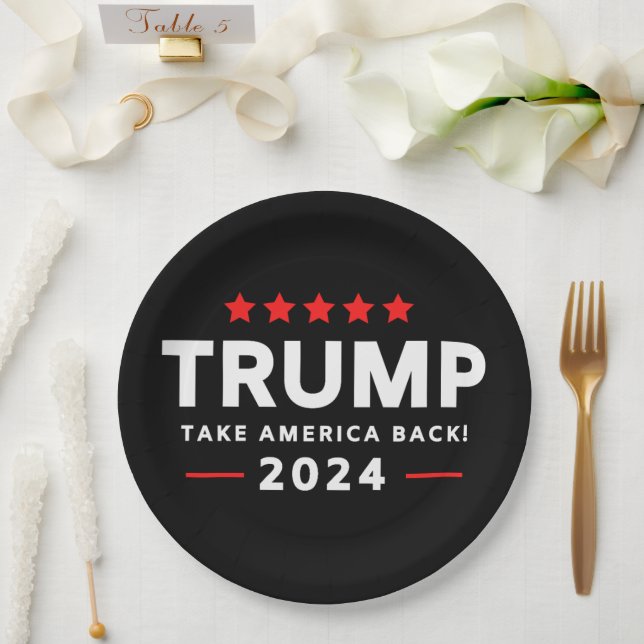 Donald Trump 2024 Take America Back Election  Paper Plate (Wedding)